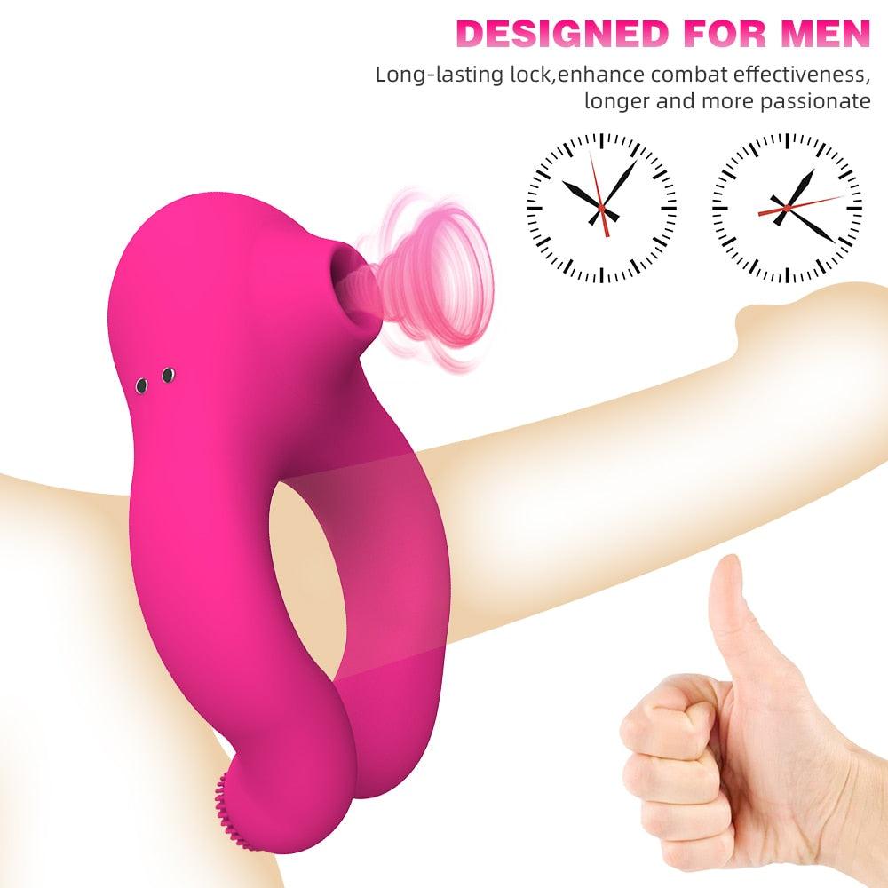 10 Frequency Sucking Vibrating Cock Ring - LUSTLOVER
