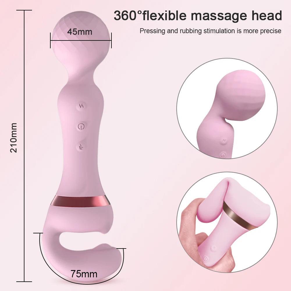 2 in 1 Vibrator Magic Wand - LUSTLOVER