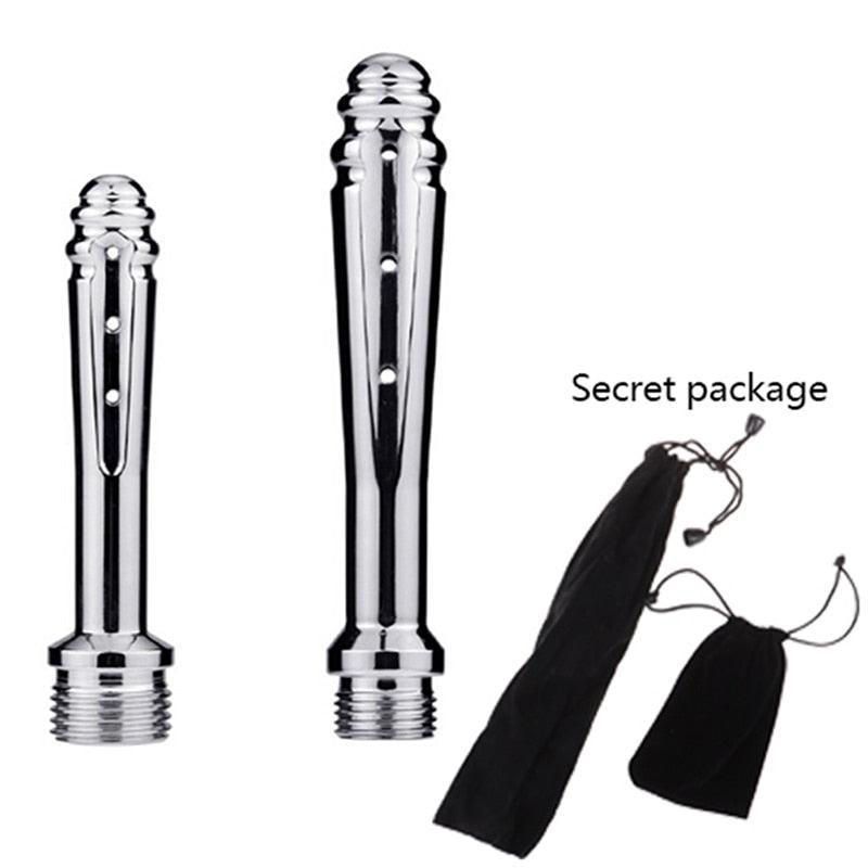 2 Nozzles Stainless Steel Enema Douche - LUSTLOVER