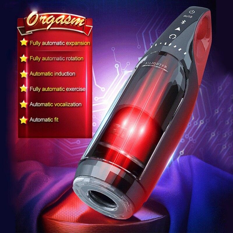 Automatic Telescopic Rotation Bluetooth Moaning Voice Silicone Fleshlight - LUSTLOVER