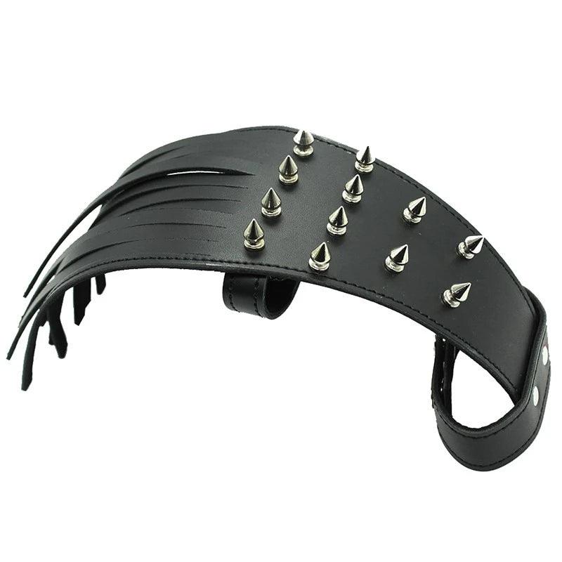 Black PU Leather Spanking Paddle With Rivets - LUSTLOVER