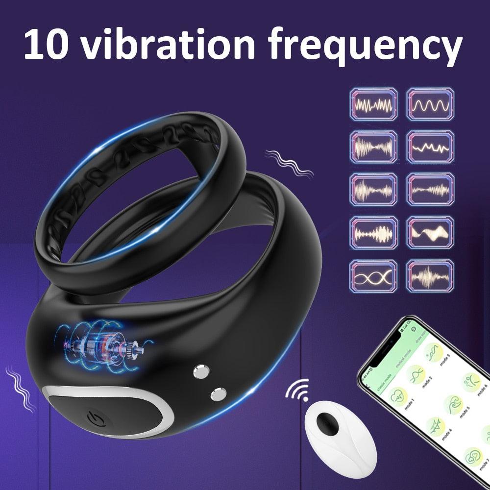 Bluetooth Wireless Remote Control Vibrating Cock Ring - LUSTLOVER