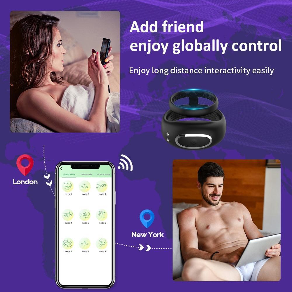 Bluetooth Wireless Remote Control Vibrating Cock Ring - LUSTLOVER