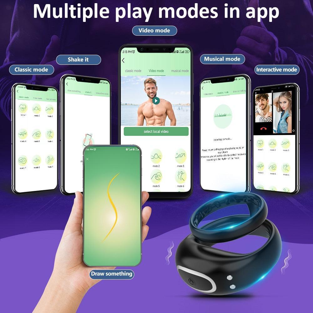 Bluetooth Wireless Remote Control Vibrating Cock Ring - LUSTLOVER