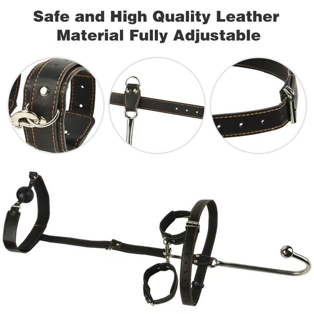 Handcuffs Anal Hook Mouth Plug Collar Slave Bondage Kit - LUSTLOVER