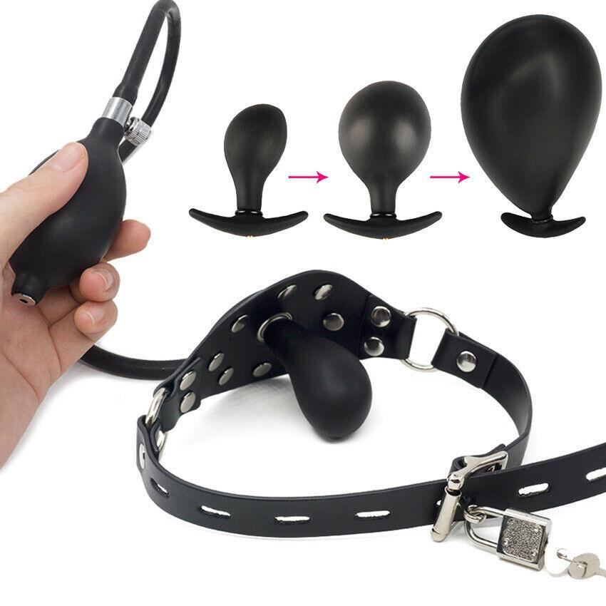 Inflatable Mouth Gag With Pump Butt Plug - LUSTLOVER