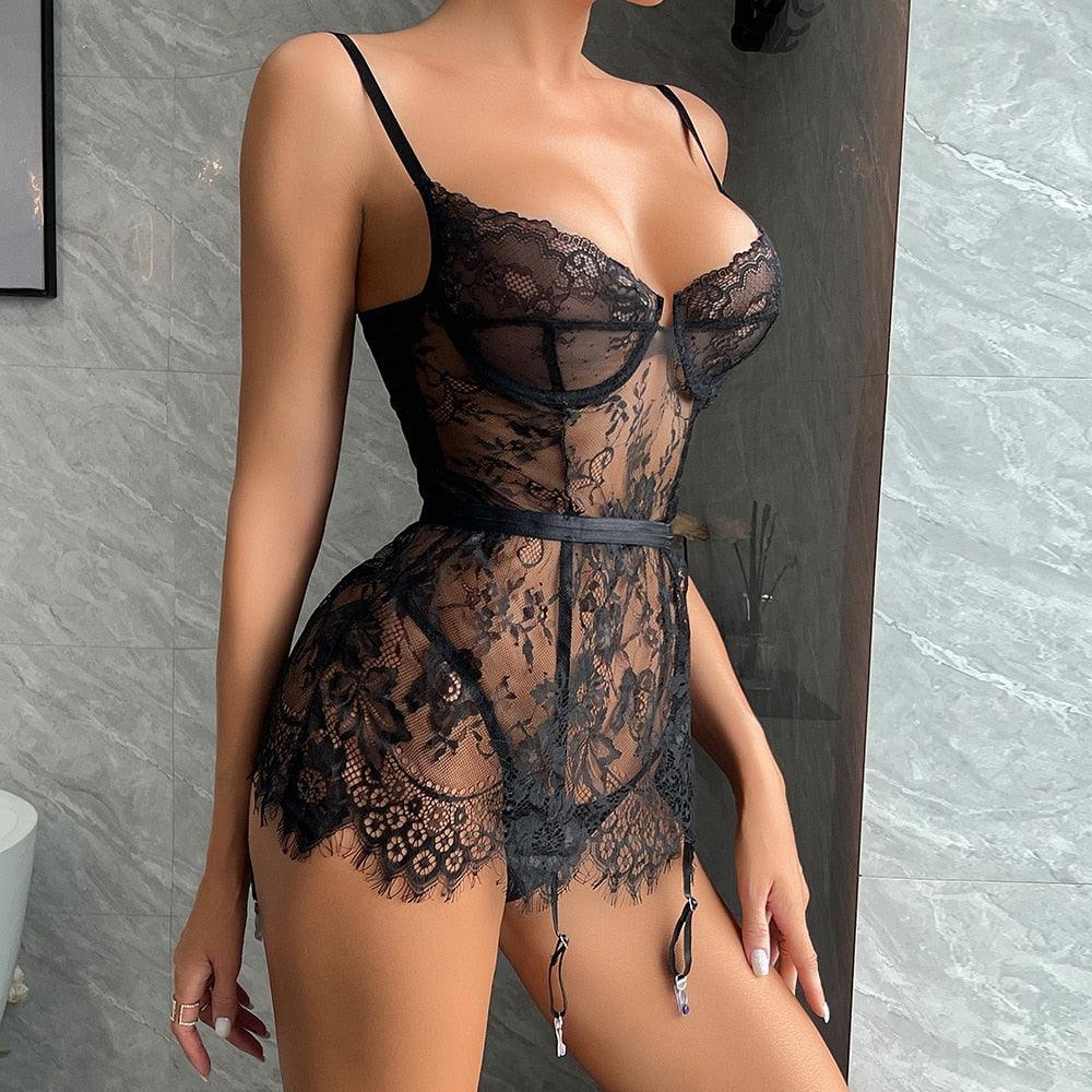 Lace See Through Night Dress - LUSTLOVER