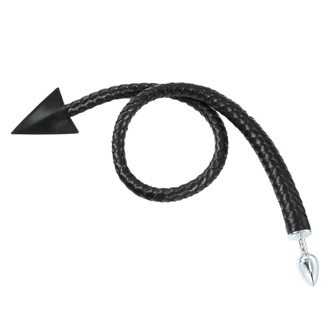 Metal Anal Plug PU leather Whip - LUSTLOVER