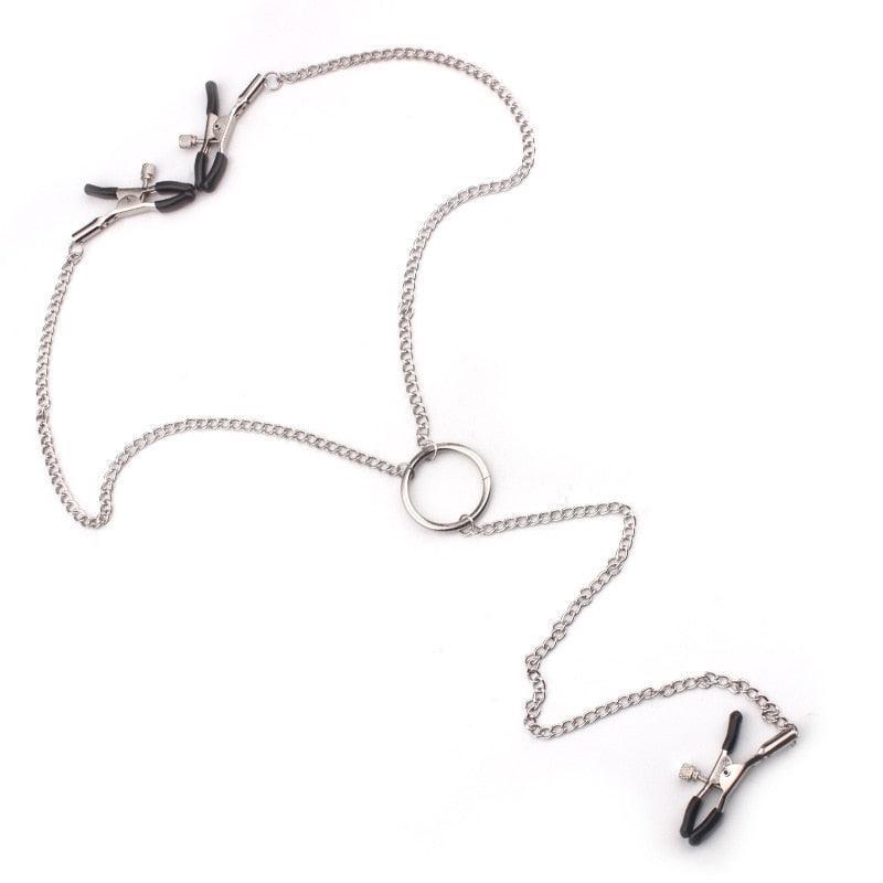 Metal Nipple Clamp With Metal Clitoris Chain - LUSTLOVER