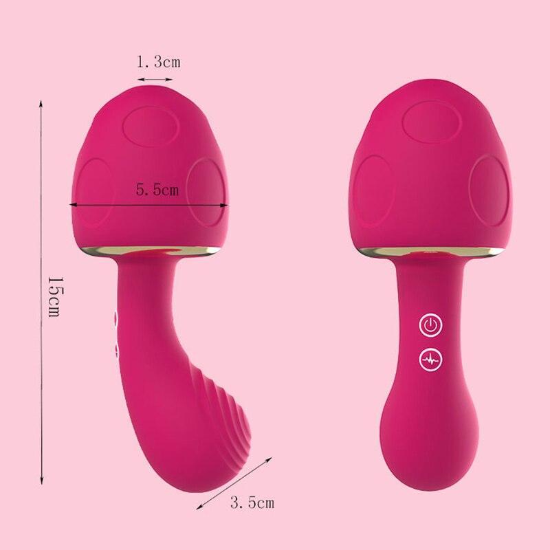 Mushroom-Shaped Double-Ended Wand Sucking Vibrator - LUSTLOVER