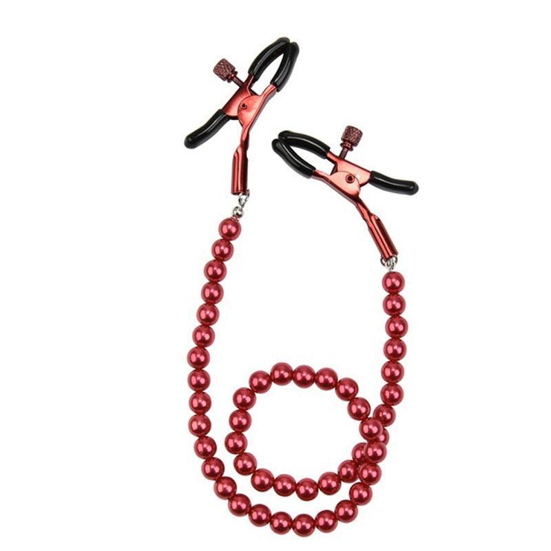 Nipple Clamps With Pearl Chain - LUSTLOVER