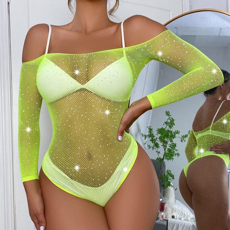 One Piece Crotchless Mesh Teddy Bodysuits - LUSTLOVER