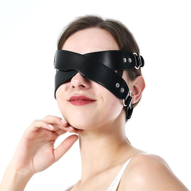 PU leather Eye Mask with Cross Adjustable Shading - LUSTLOVER