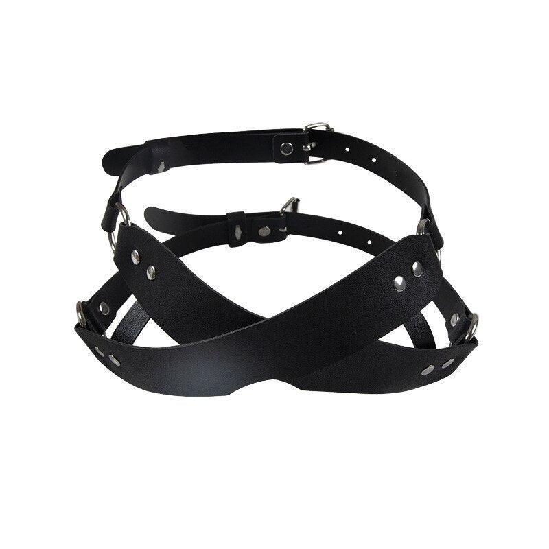 PU leather Eye Mask with Cross Adjustable Shading - LUSTLOVER