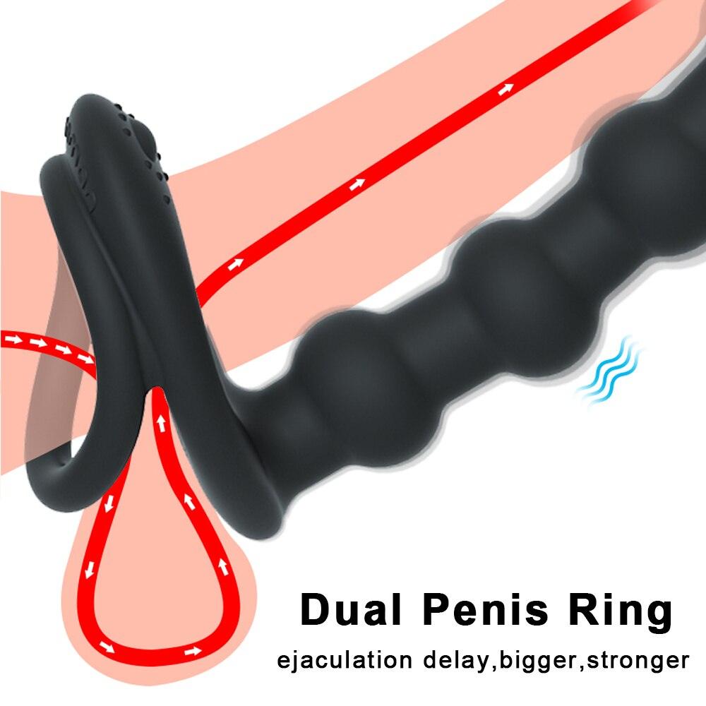Rechargeable Double Penetration Anal Butt Strap On Vibrator - LUSTLOVER
