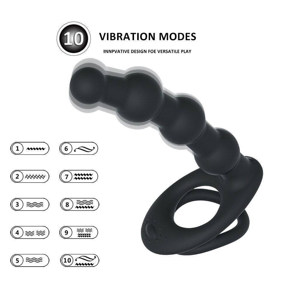 Rechargeable Double Penetration Anal Butt Strap On Vibrator - LUSTLOVER