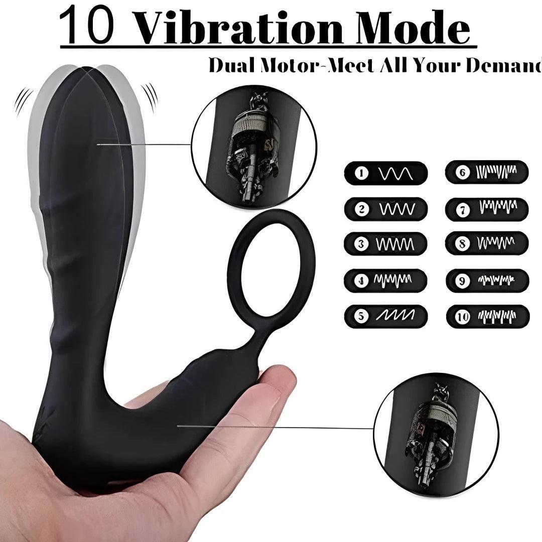 Remote Control 10 Vibrating Modes Cock Ring Prostate Massager - LUSTLOVER