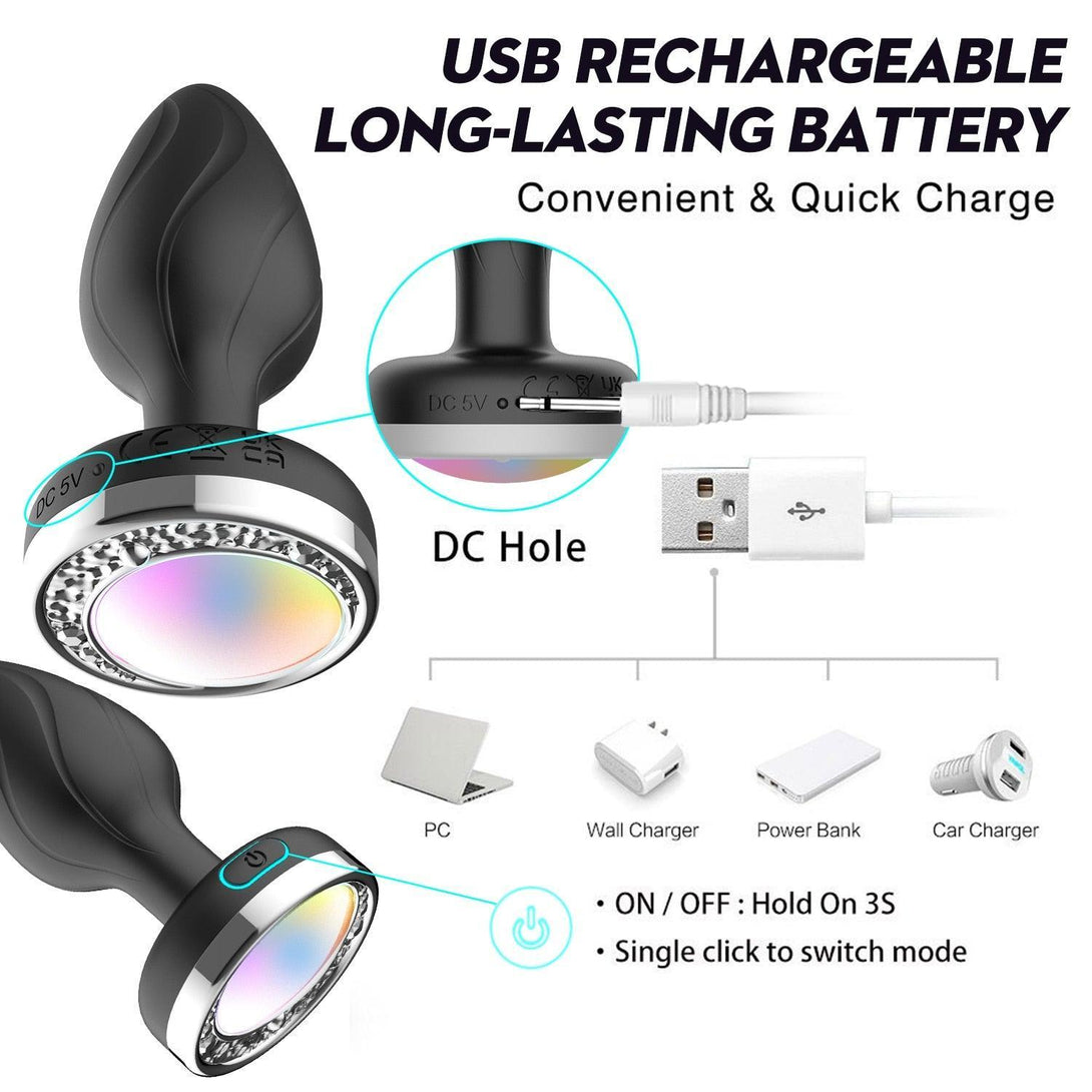 Remote Control Color Lights Vibrating Butt Plug - LUSTLOVER