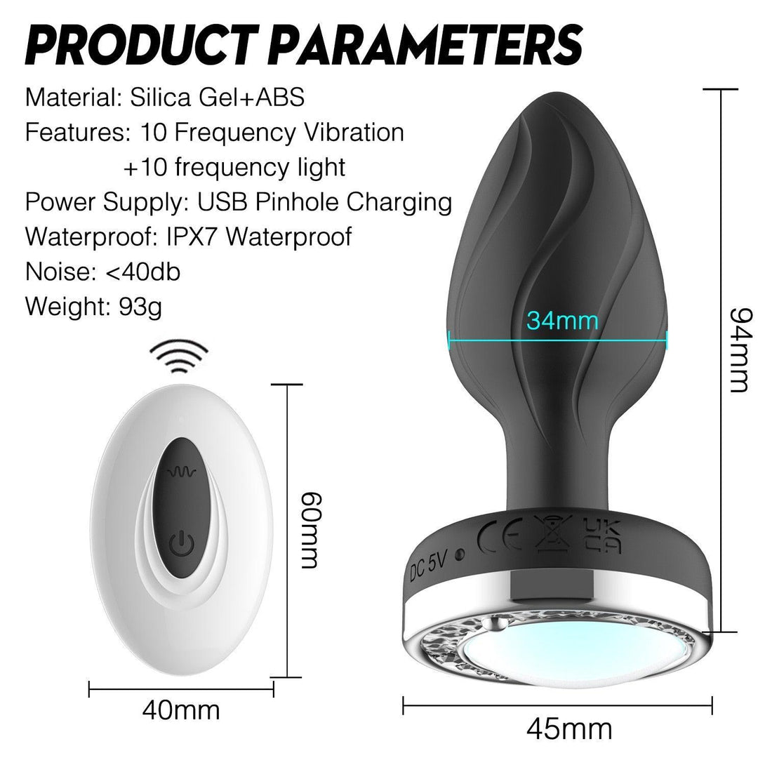 Remote Control Color Lights Vibrating Butt Plug - LUSTLOVER