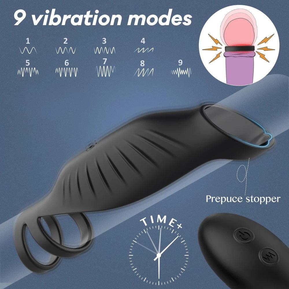 Remote Vibrating Cock Silicone Sleeve - LUSTLOVER