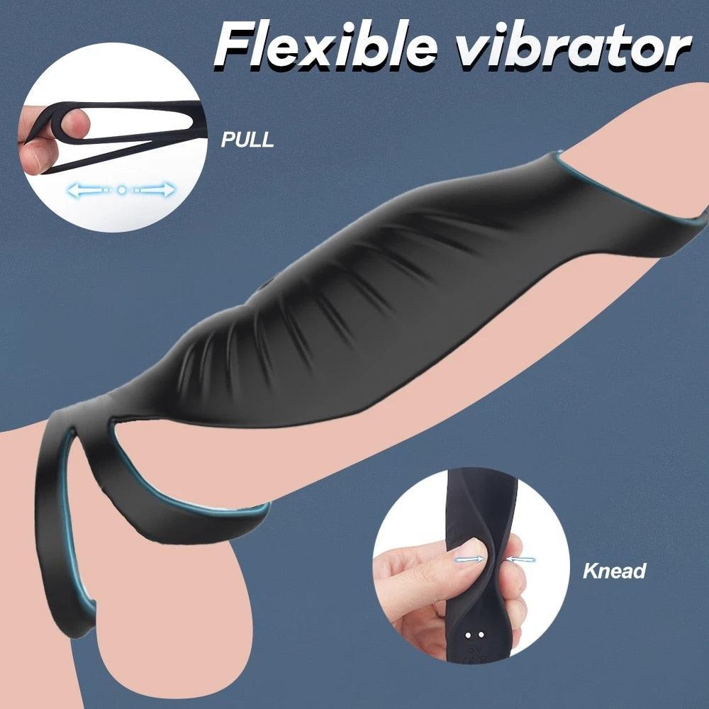 Remote Vibrating Cock Silicone Sleeve - LUSTLOVER