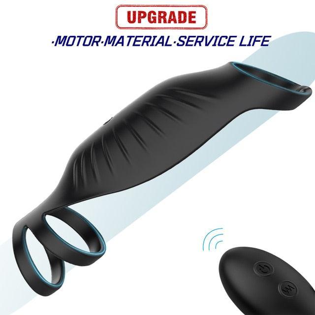 Remote Vibrating Cock Silicone Sleeve - LUSTLOVER