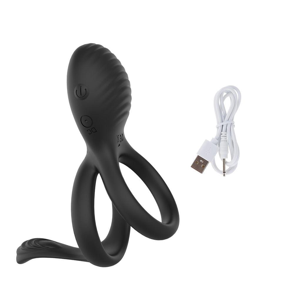 Remote Vibrating Double Cock Ring - LUSTLOVER