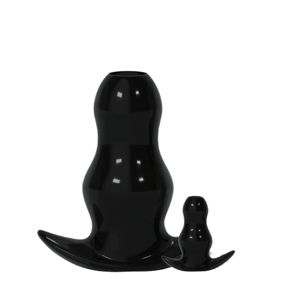 Silicone Hollow Butt Plug, Black - LUSTLOVER