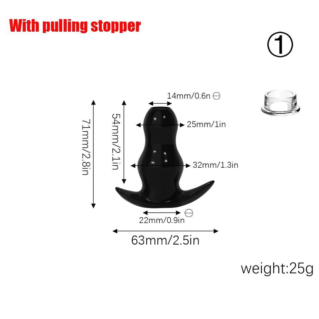 Silicone Hollow Butt Plug, Black - LUSTLOVER