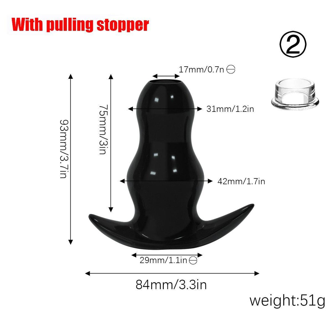 Silicone Hollow Butt Plug, Black - LUSTLOVER