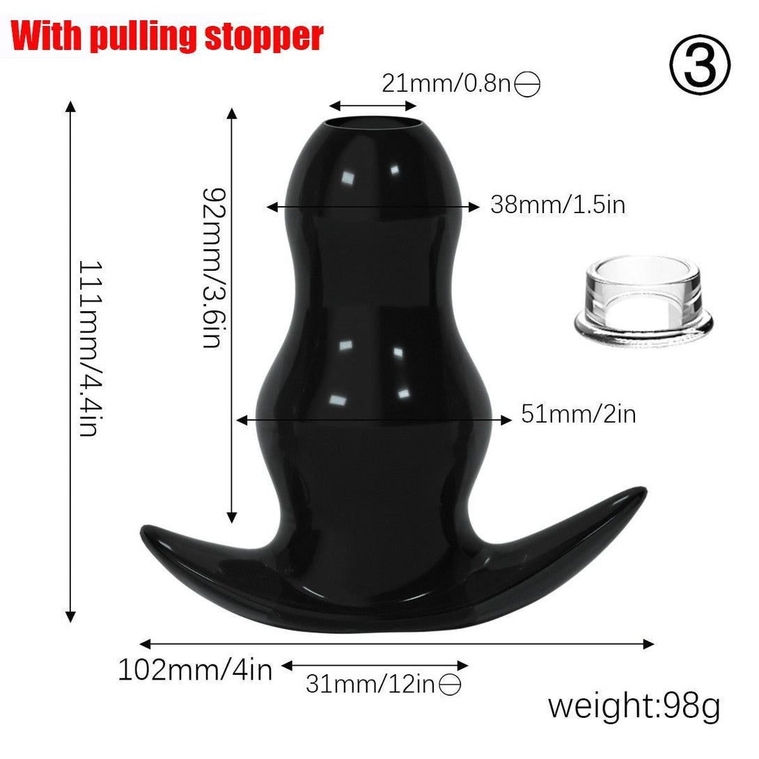 Silicone Hollow Butt Plug, Black - LUSTLOVER