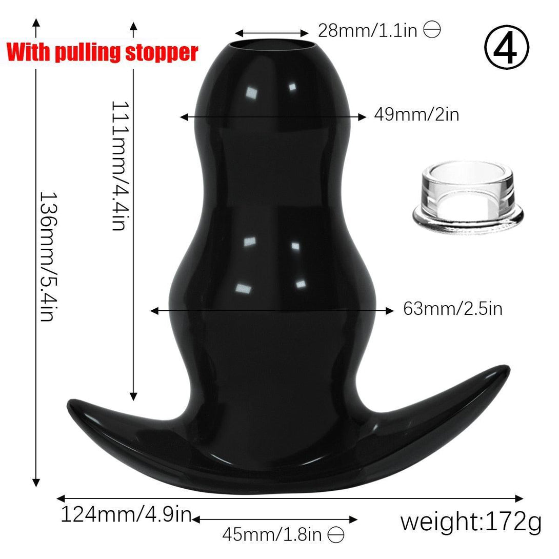 Silicone Hollow Butt Plug, Black - LUSTLOVER