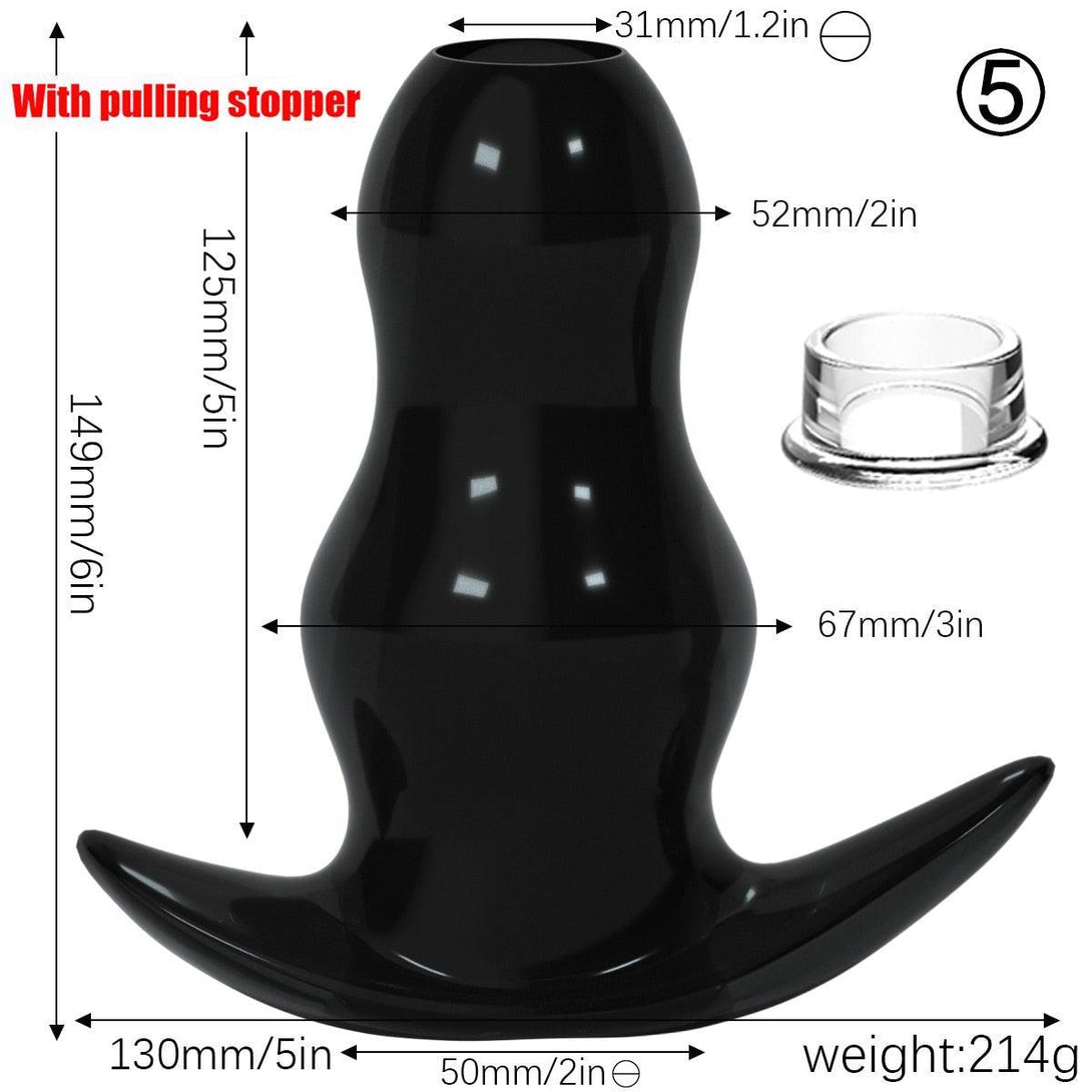 Silicone Hollow Butt Plug, Black - LUSTLOVER