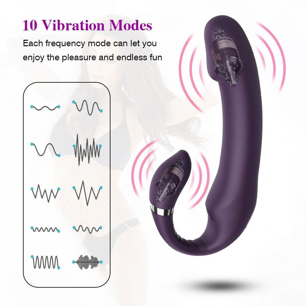 Strapless Strap On Dildo Vibrator With Rotation and Heat - LUSTLOVER