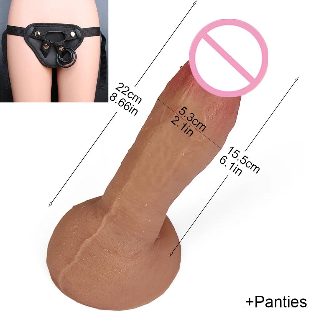 Super Realistic Skin Silicone Dildo With Panties - LUSTLOVER