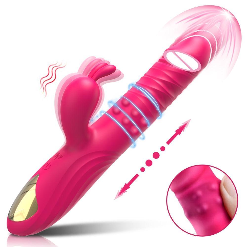 Thrusting Rabbit Vibrating Dildo - LUSTLOVER