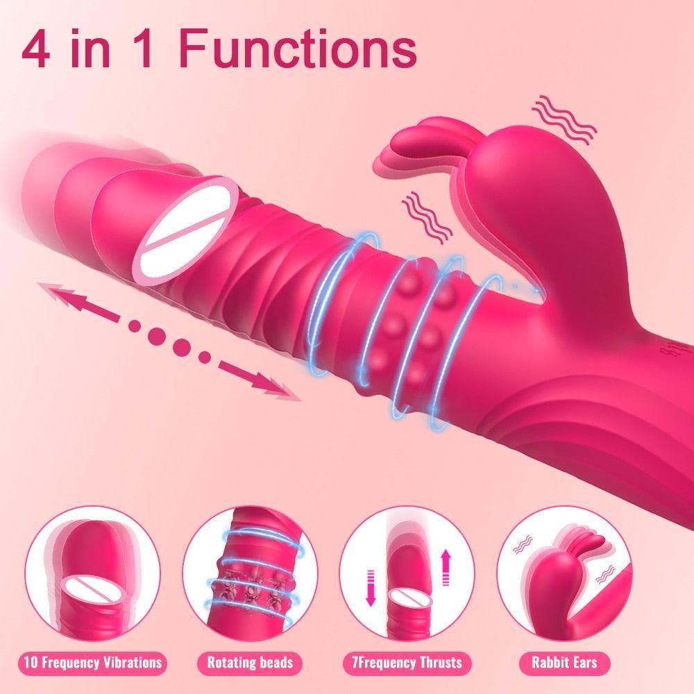 Thrusting Rabbit Vibrating Dildo - LUSTLOVER