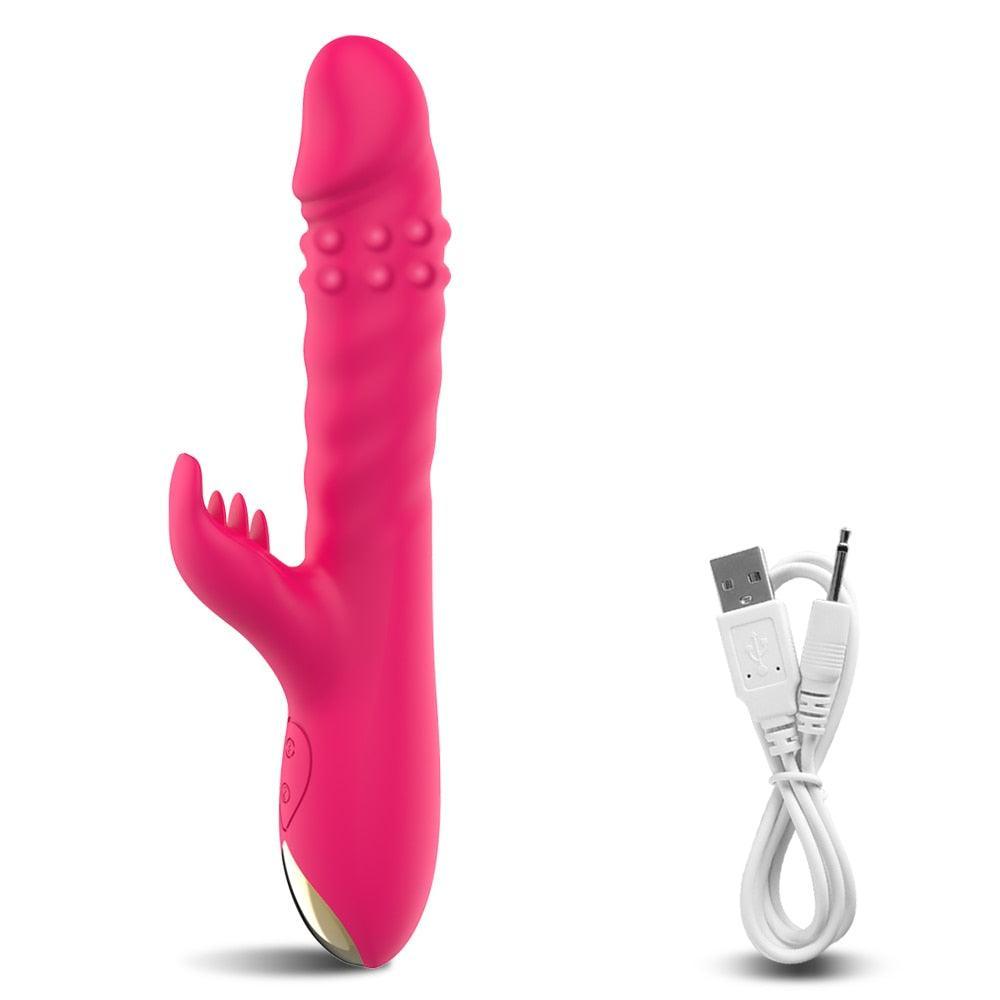 Thrusting Rabbit Vibrating Dildo - LUSTLOVER