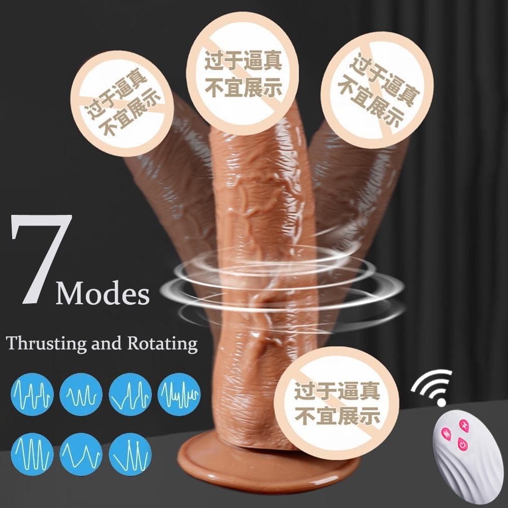 Thrusting Rotation Remote Control Dildo Vibrator - LUSTLOVER