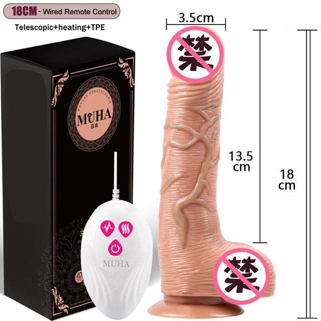 Thrusting Rotation Remote Control Dildo Vibrator - LUSTLOVER