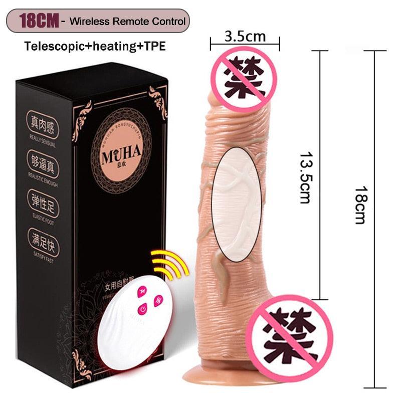 Thrusting Rotation Remote Control Dildo Vibrator - LUSTLOVER