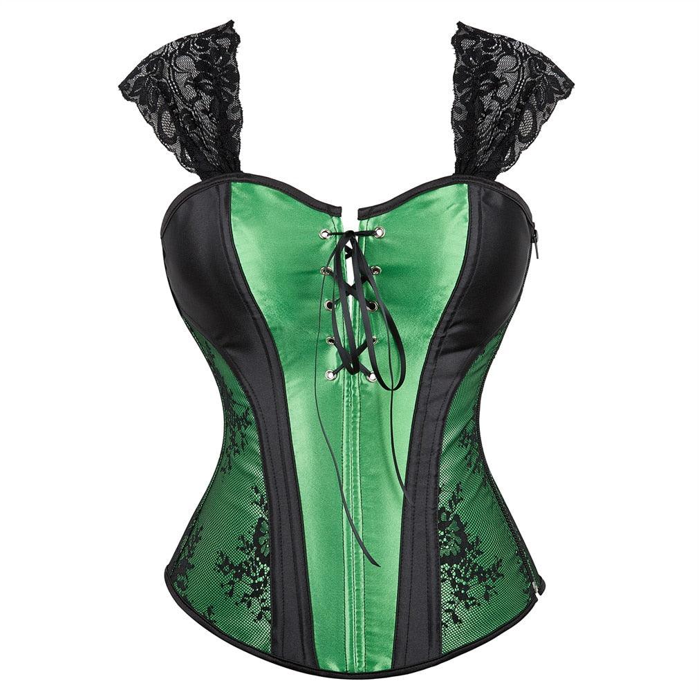 Top Zip Side Bustiers with Lace Straps Corsets - LUSTLOVER