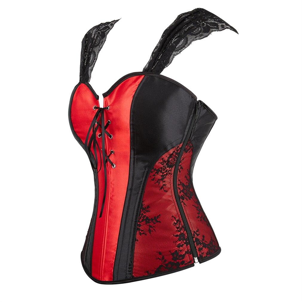 Top Zip Side Bustiers with Lace Straps Corsets - LUSTLOVER