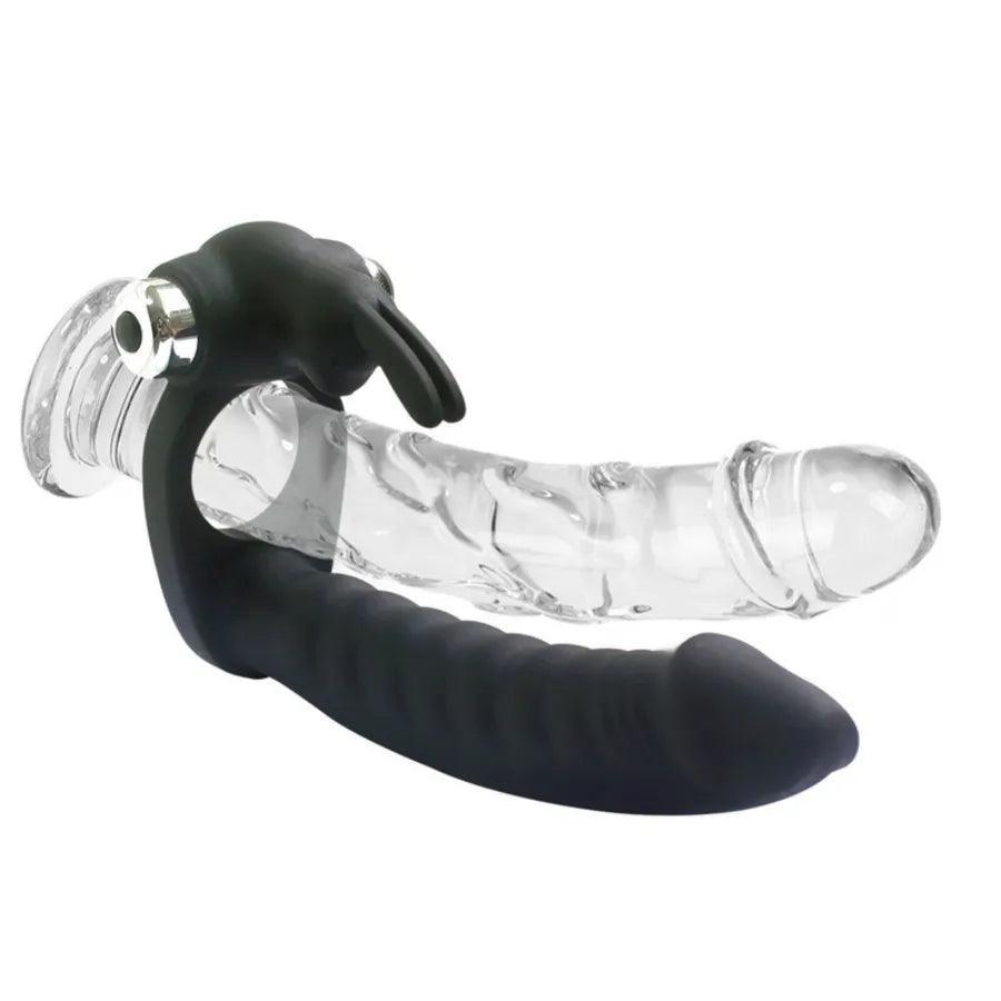 Vibrating Cock Ring Double Penetration Strapon - LUSTLOVER