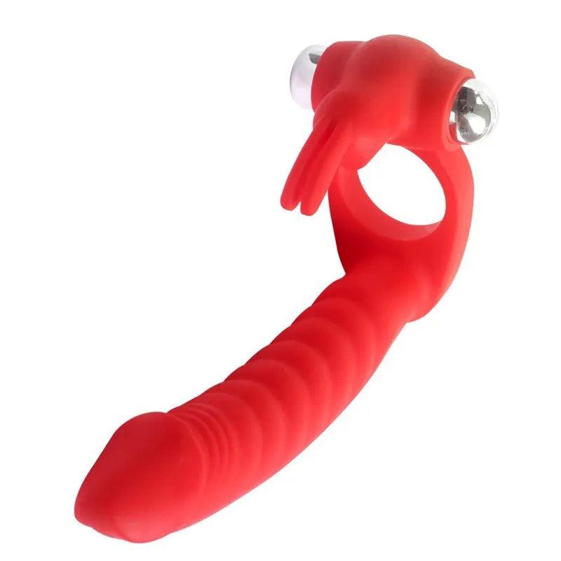 Vibrating Cock Ring Double Penetration Strapon - LUSTLOVER