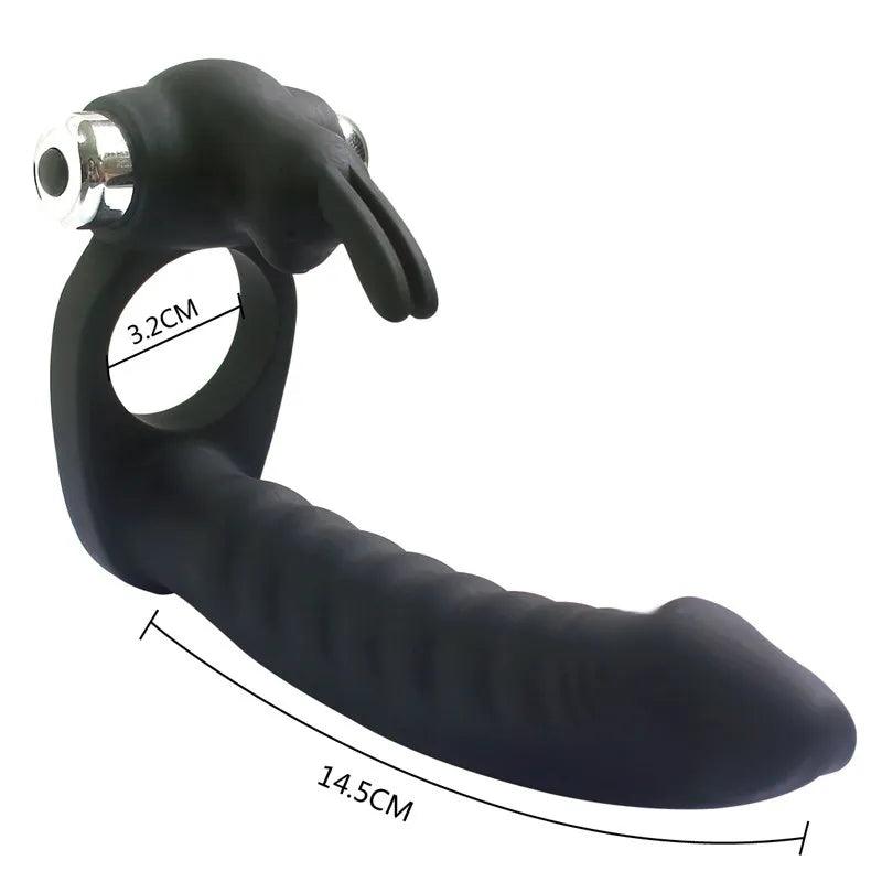 Vibrating Cock Ring Double Penetration Strapon - LUSTLOVER