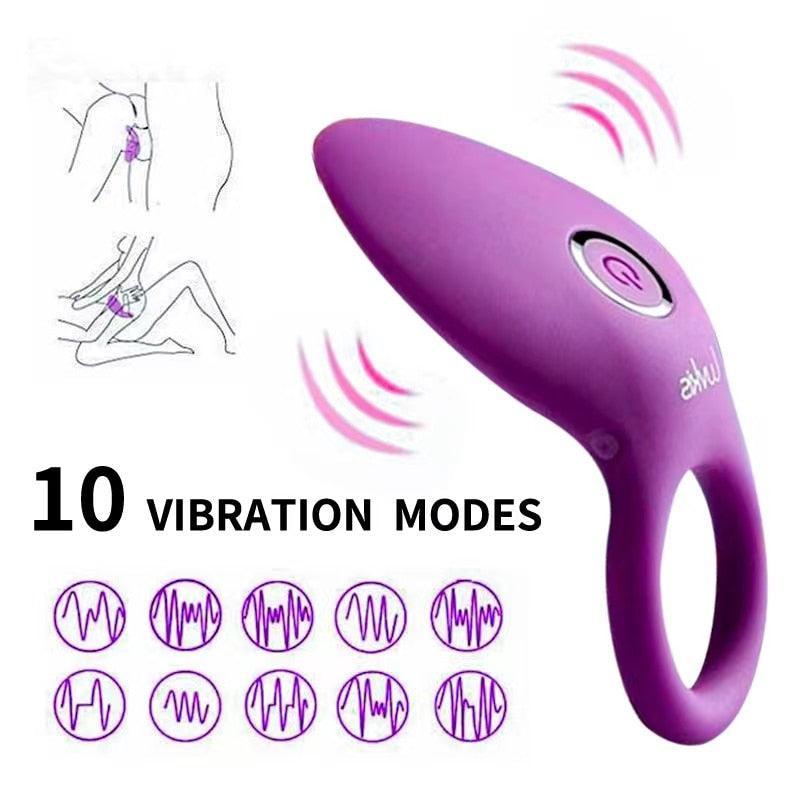 Vibrating Cock Ring With Clitoral Vibrating - LUSTLOVER