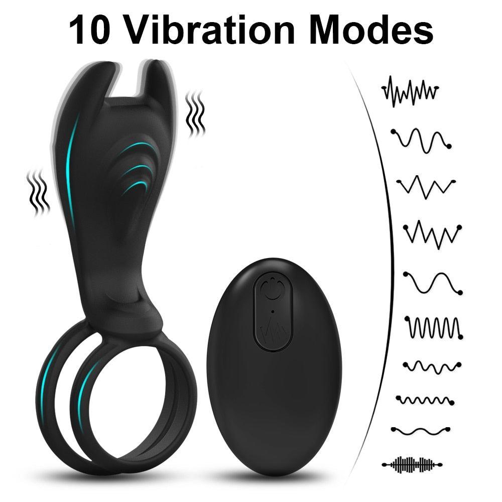 Vibrating Cock Ring with Remote Control - LUSTLOVER