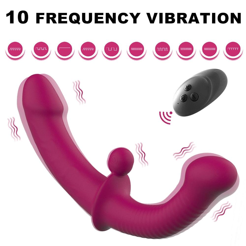 Vibrator With Remote Control Strap-on - LUSTLOVER