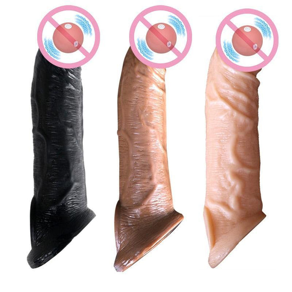 21cm Vibrating Remote Penis Extension Sleeve - LUSTLOVER